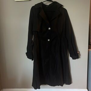 Black elastic waist trench coat size L